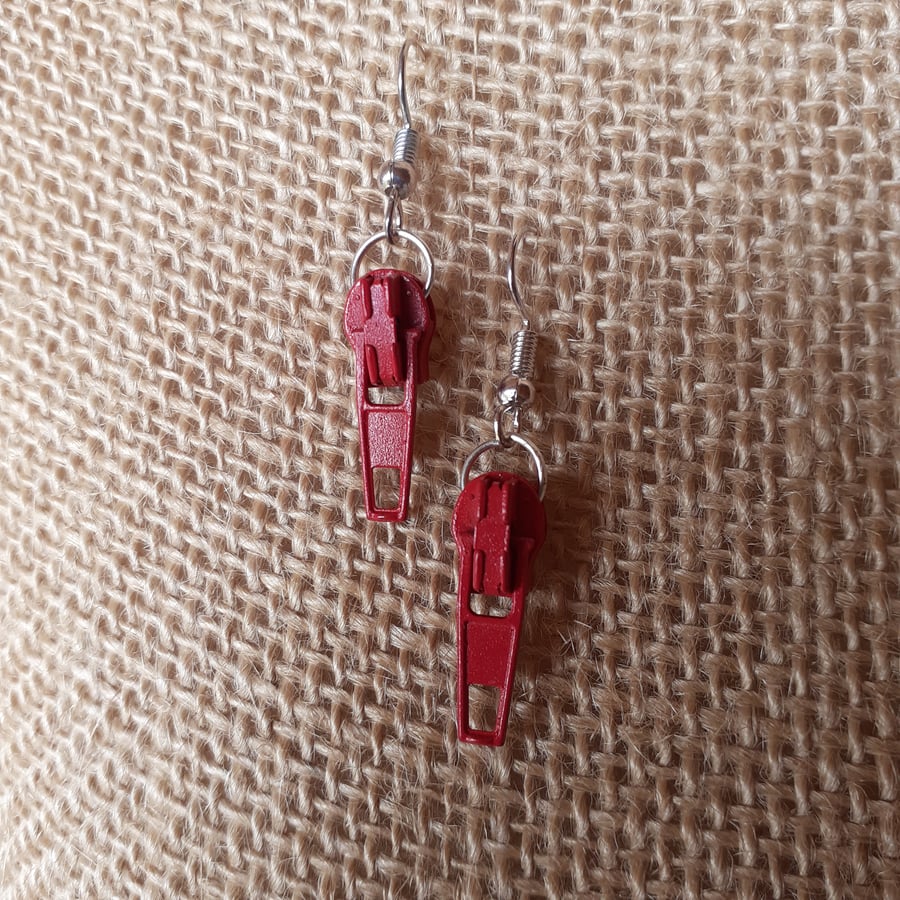 Red Zip Earrings 