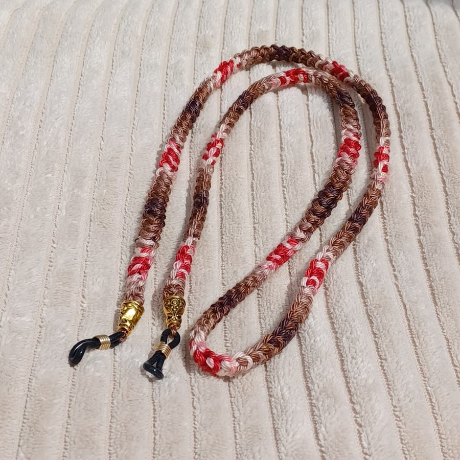 Multicoloured crochet cord for glasses, sunglasses chain, reading glasses strap