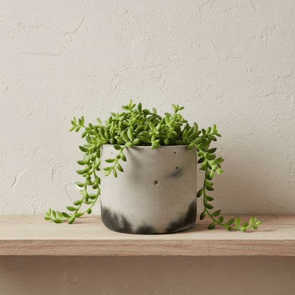 Grey and Black Moon Surface Large Round Concrete Plant Pot Holder (lpp1)