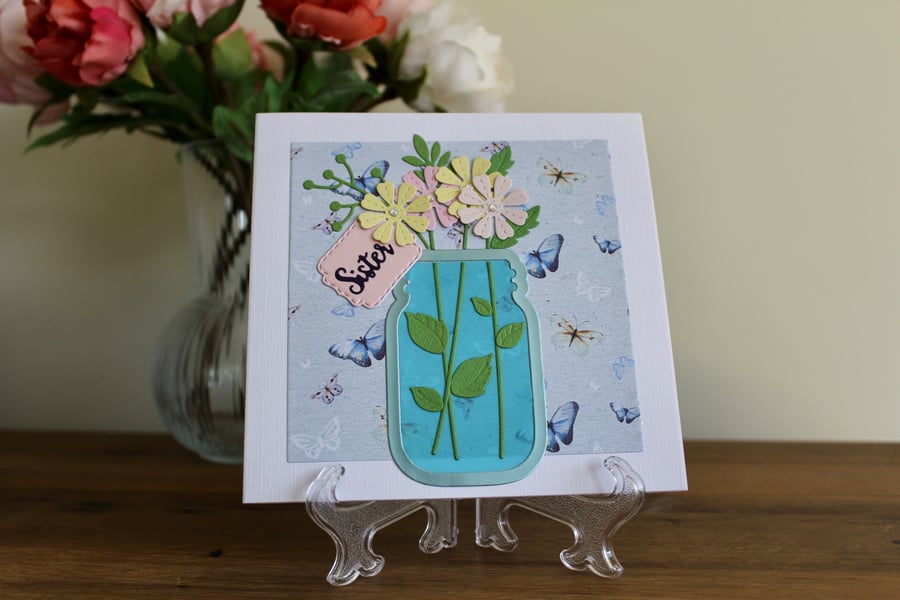 Handmade Sister Mason Jar Birthday Card