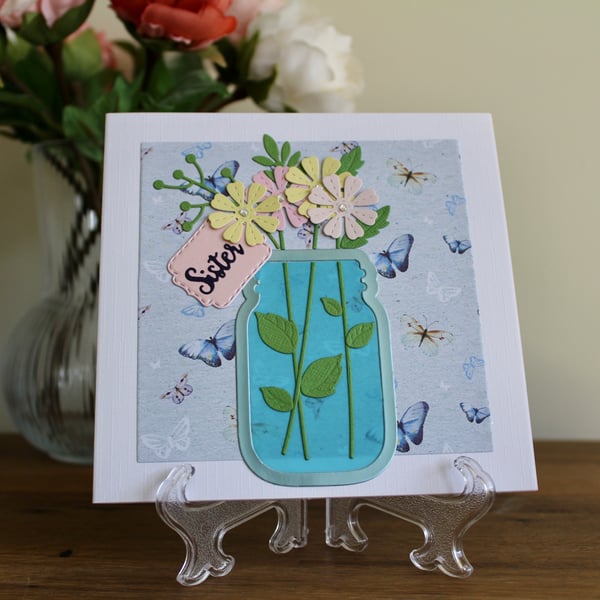 Handmade Sister Mason Jar Birthday Card