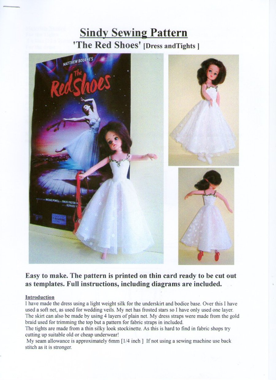Sewing Pattern for 11-12" Fashion Doll. "The Red Shoes" 