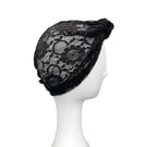 Black Lace Front Knot Summer Turban Hat Head Scarf for Women