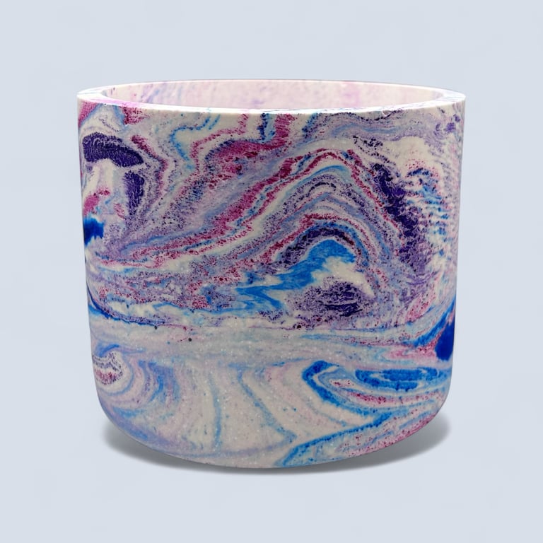 Blue, Lilac and Purple Plant Pot - Marbled Large Round Pot Cover (lpp28)