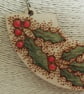 Pyrography wooden holly pendant - Image 4