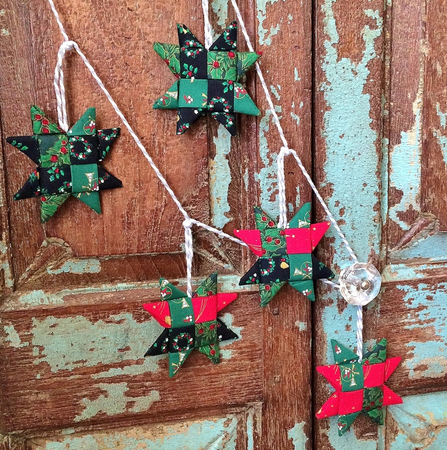 Christmas Star Garland - Vintage Fabric