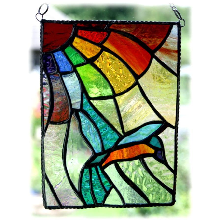 Kingfisher Rainbow Panel Stained Glass Suncatcher