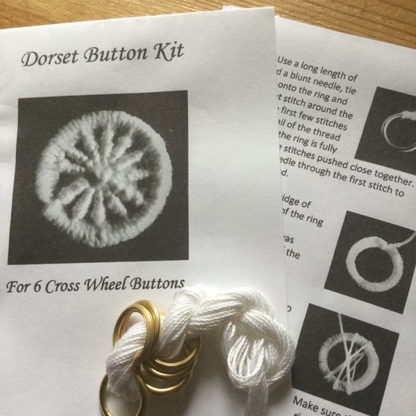 Kit to Make 6 x Dorset Cross Wheel Buttons, White