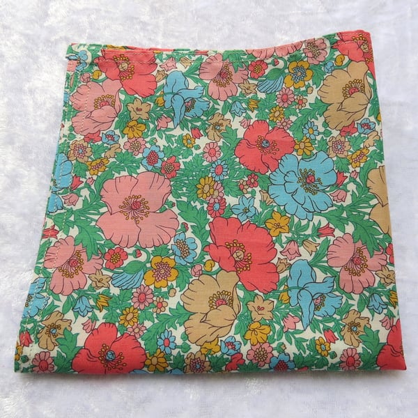 Liberty Lawn handkerchief. Floral design. Cotton handkerchief.