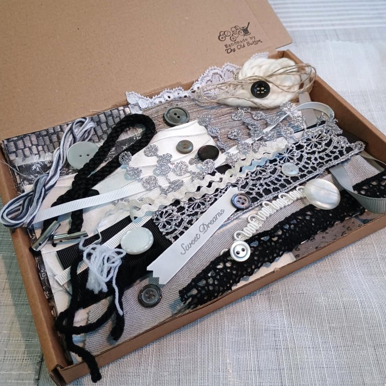 Slow stitching kit - muted metallics silver - zero waste curtain samples