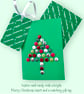 Christmas card and matching gift tag, abstract tree of festive card candy
