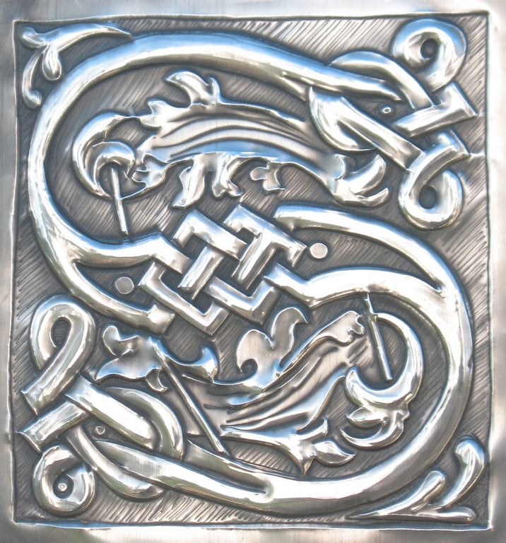 Letter S handcrafted in pewter monogram.