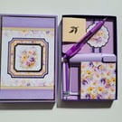 Lilac Floral Stationery Set - Incl Notebooks, Pencils, Highlighter & Bookmark