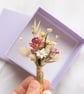 Dried Flower Mini Posy in a pale lilac Gift Box, Pink and white Flowers - Image 3