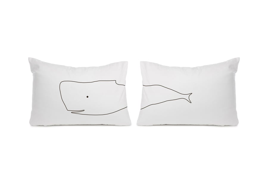 Whale housewife pillowcases. Pair