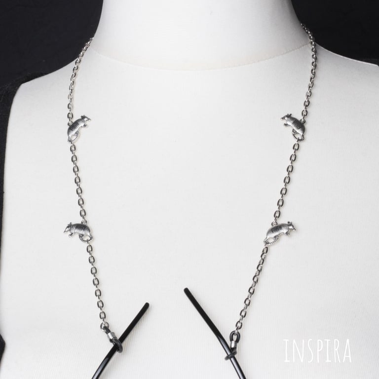 Silver armadillo glasses holder chain - quirky sunglasses chain - animal lover