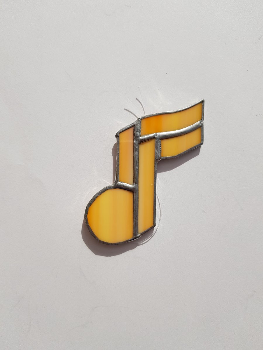 134 Stained Glass Pale Orange Single Note - hand made hanging decoration.