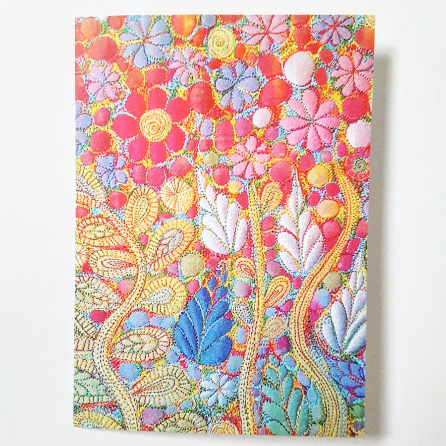 Textile Print Card Blank Card for any Occasion 