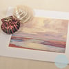 EVENING Greetings Card BYGONE BEACH DAYS watercolour - Vintage