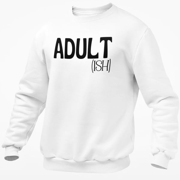 Adult( Ish) Jumper Sweatshirt Funny Adulting Parent Wife Husband Novelty 