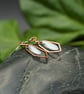 Hammered Copper Wire Earrings with Frosted White AB Dagger Beads - Image 2