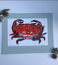 Cromer Crab - original, handprinted linocut - Image 2