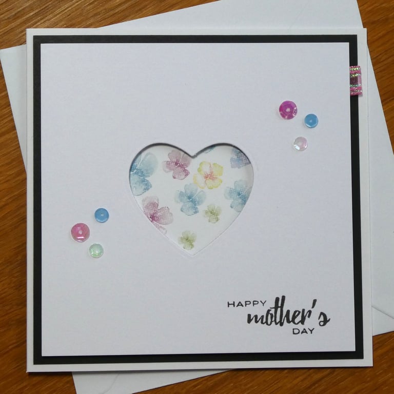 Mother's Day Card - Floral Heart Aperture - Pink Ribbon