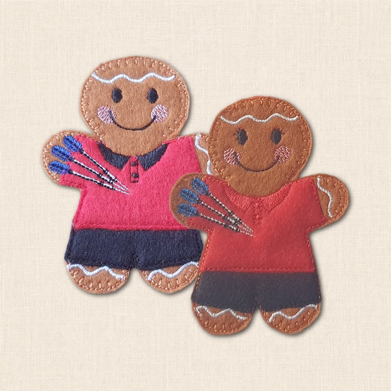 Darts Player Gingerbread Decoration - Embroidered Darts Character