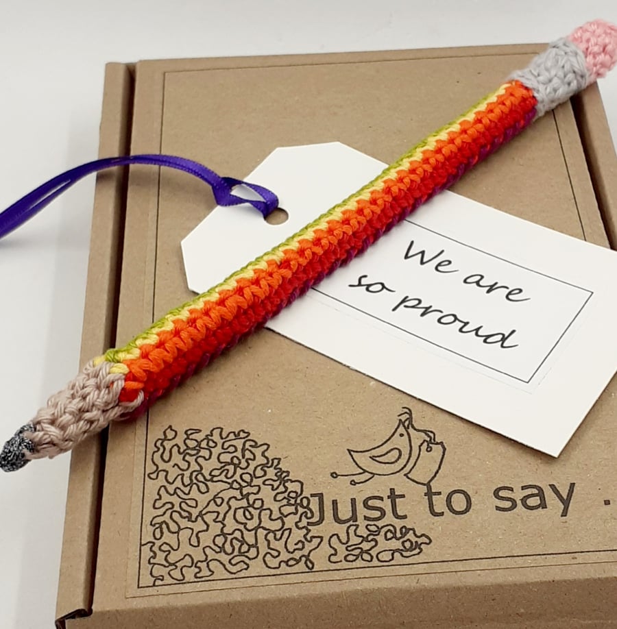 Reserved for Sam Crochet Pencil in Rainbow Colours 