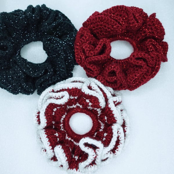 XXL Crochet Scrunchies, Maxi Giant Ruffle Frilly Scrunchies, Crochet Oversized