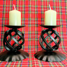 Pair of Jacobite basket style candlesticks