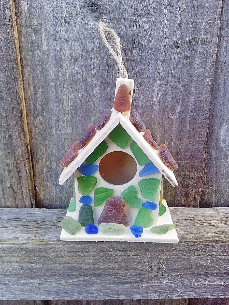 Sea Glass Mosaic beach hut ornament.