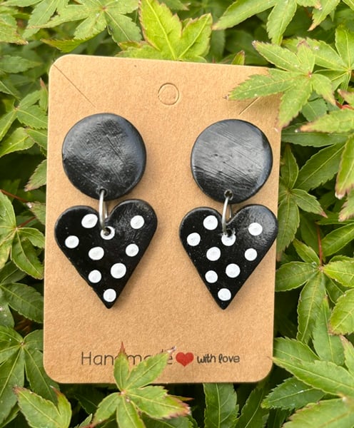 Beautiful Monochrome Heart Drop Earrings