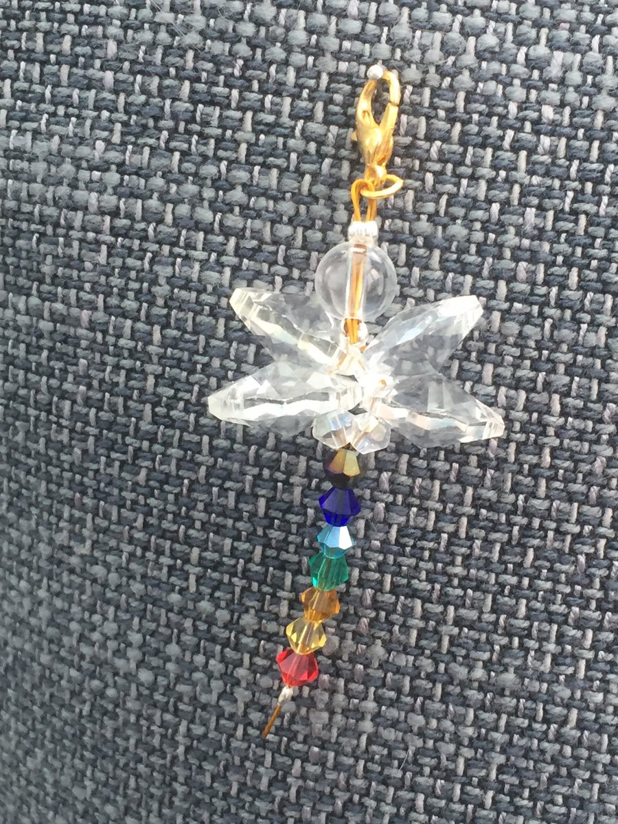 Handmade Crystal Rainbow Multicoloured Chakra Dragonfly Suncatcher Decoration