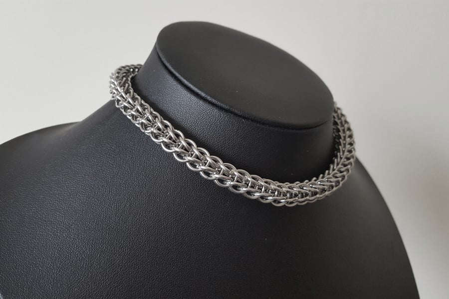 Full Persian Chainmail Link Choker Necklace -Stainless Steel