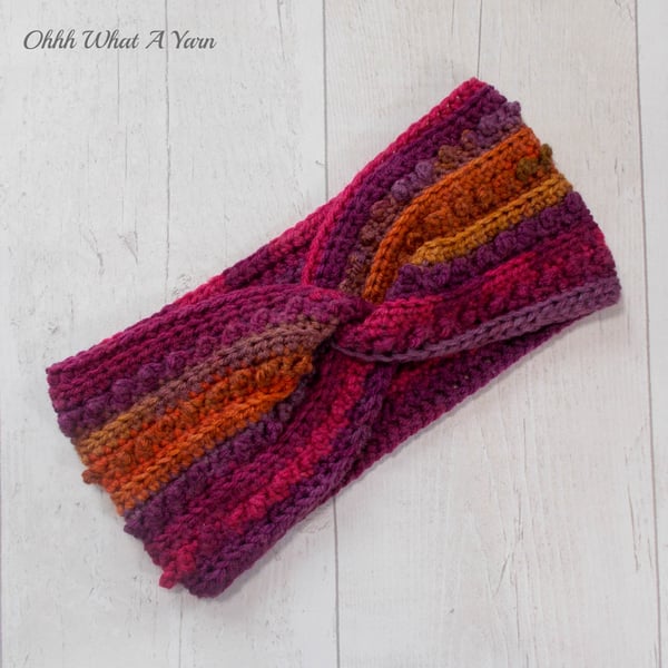 Ladies crochet autumn shades  twist ear warmer. Ear warmer. Autumn headband.