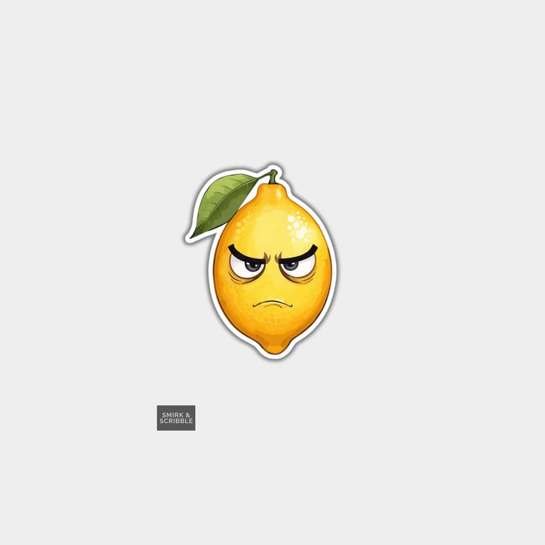 Funny Vinyl Sticker For Adults - Cute Grumpy Lemon
