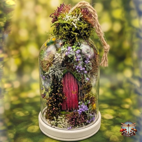 Fairy Gate to the Secret Garden Hanging Glass Dome Handcrafted  OOAK