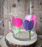 Tulip Glass Mug, Floral Glass Mug, Spring Flower Cup, Botanical Gift - Image 1