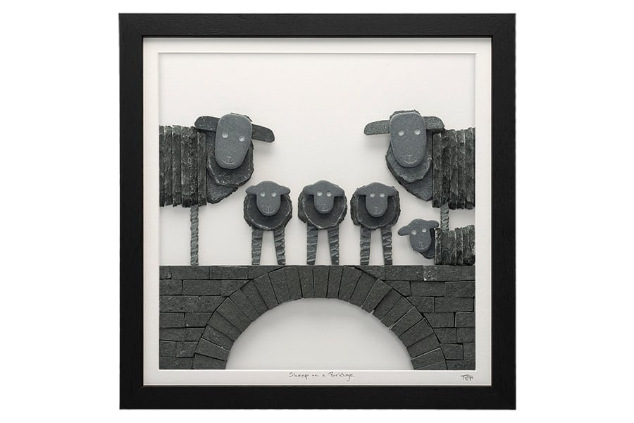 Herdwicks on a bridge