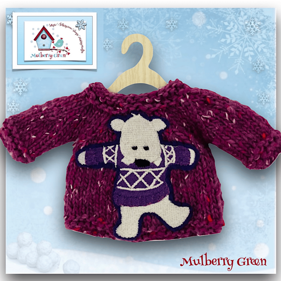 Reserved for Kat - Purple and plum ‘Charlie the Polar Bear’ Jumper