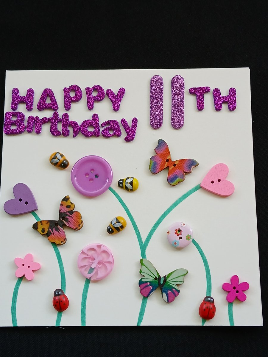 Handmade 11th birthday card 