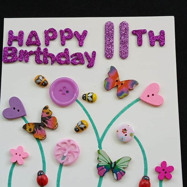 Handmade 11th birthday card 