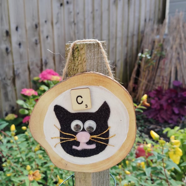 Wooden alphabet art -decorative wall plaque with first letter scrabble tile 