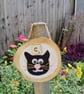 Wooden fun alphabet art with first letter scrabble tile - C cat - Image 1