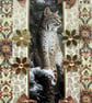 Wildlife Bobcat Animal - Hand Crafted Decoupage Greeting Card - Blank - 3219
