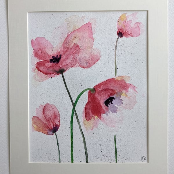 Poppies in the Wind - Original Watercolour Painting