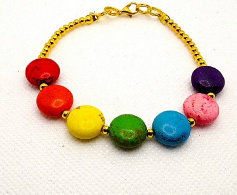 Rainbow Howlite Gemstone  Bracelet