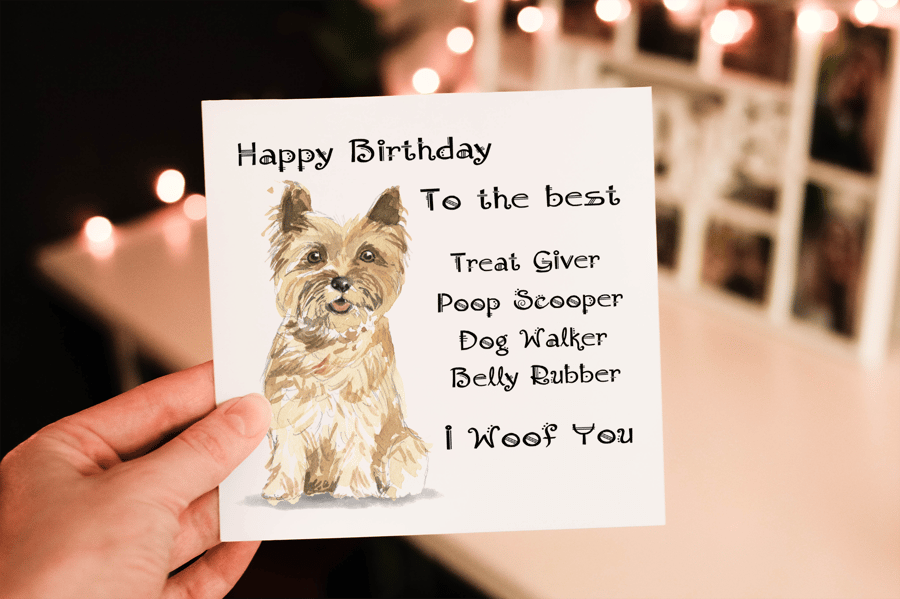 Cairn Terrier Dog Birthday Card, Dog Birthday Card, Personalized