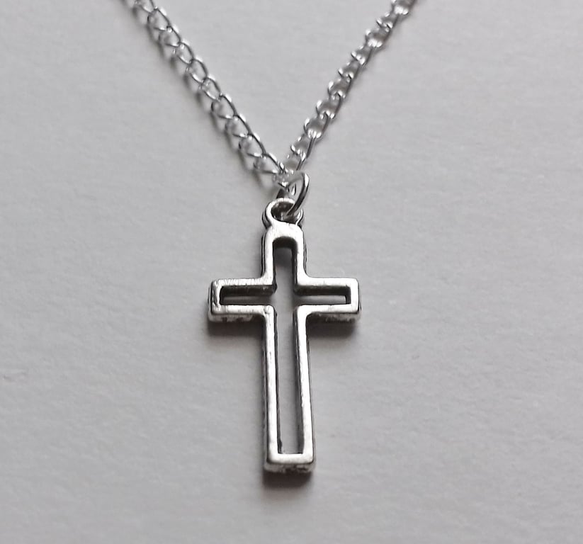 Simple Cross Silver Plate Necklace